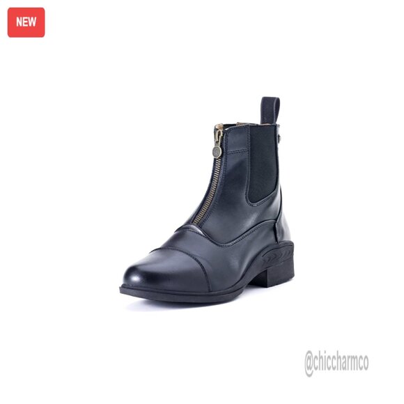 Lightweight Synthetic Leather Equestrian Riding Boots with Zip Ankle